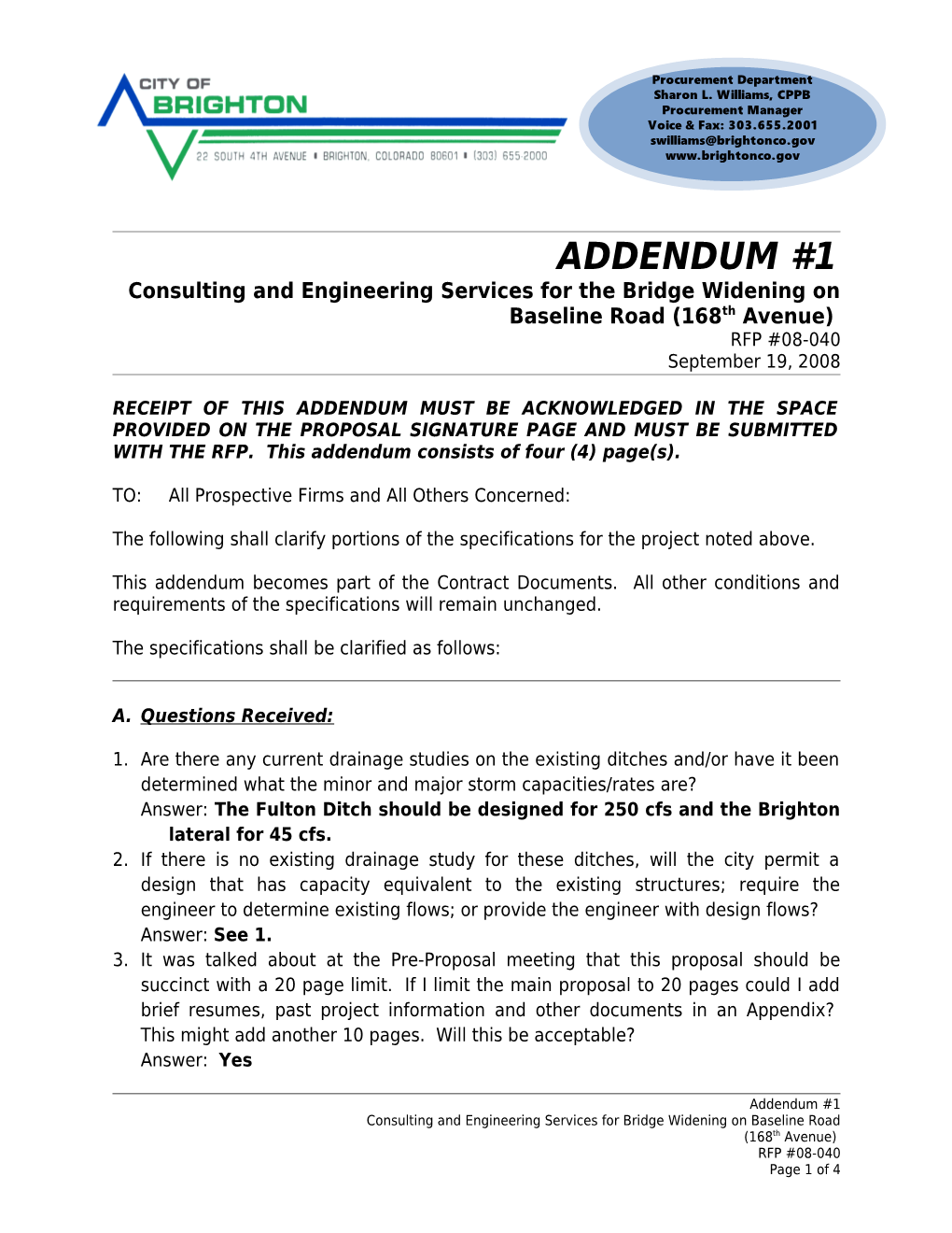 Consulting and Engineering Services for the Bridge Widening on Baseline Road (168Th Avenue)