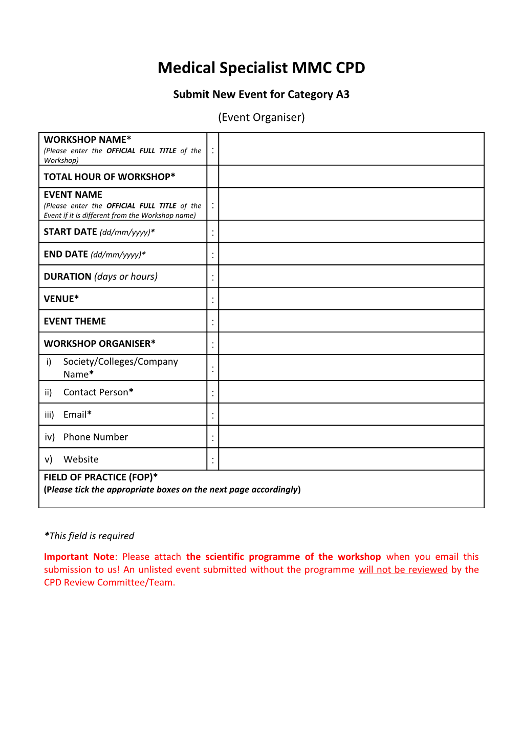 Medical Specialist MMC CPD