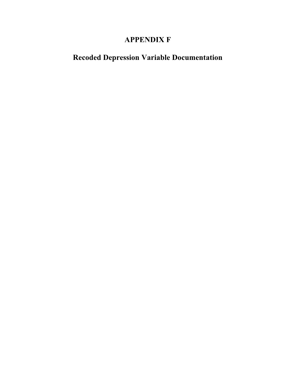 Recoded Depression Variable Documentation