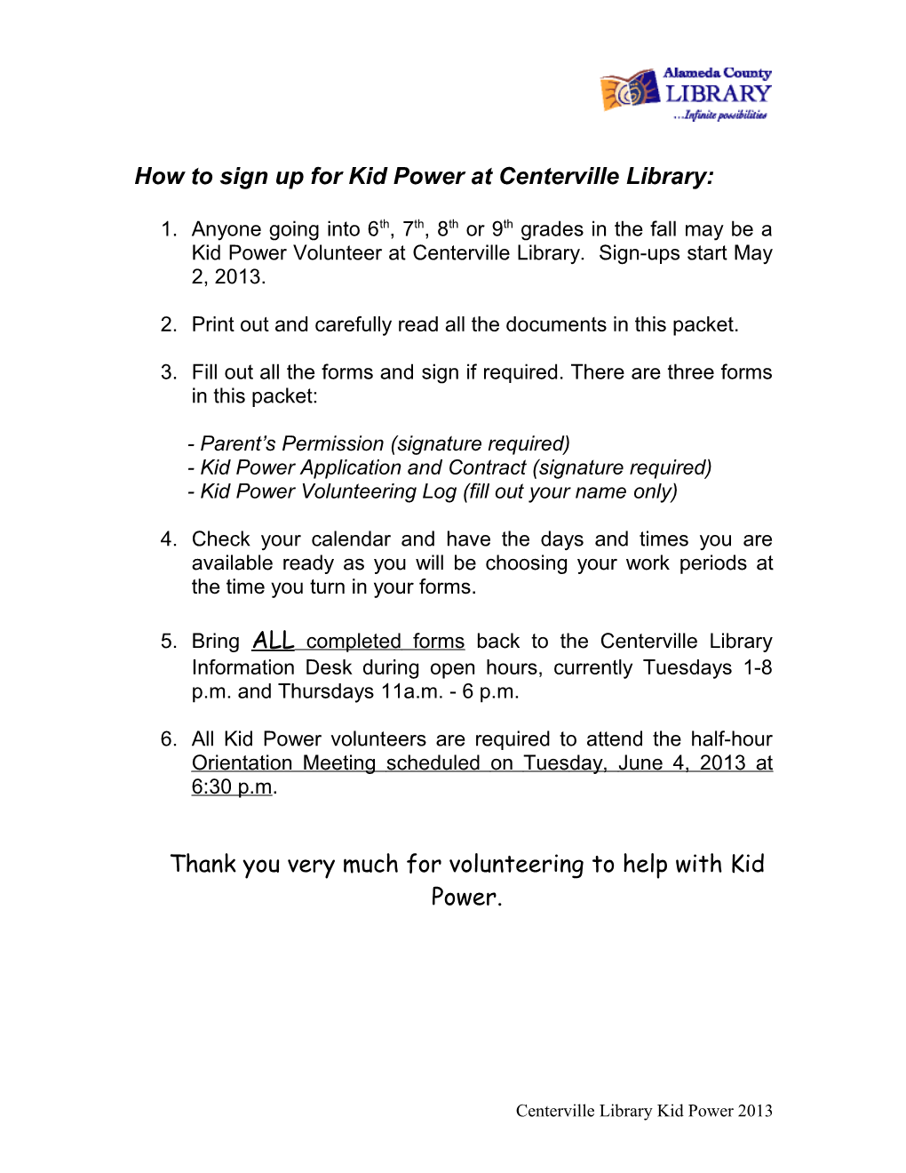 How to Sign up for Kidpower at the Centerville Library