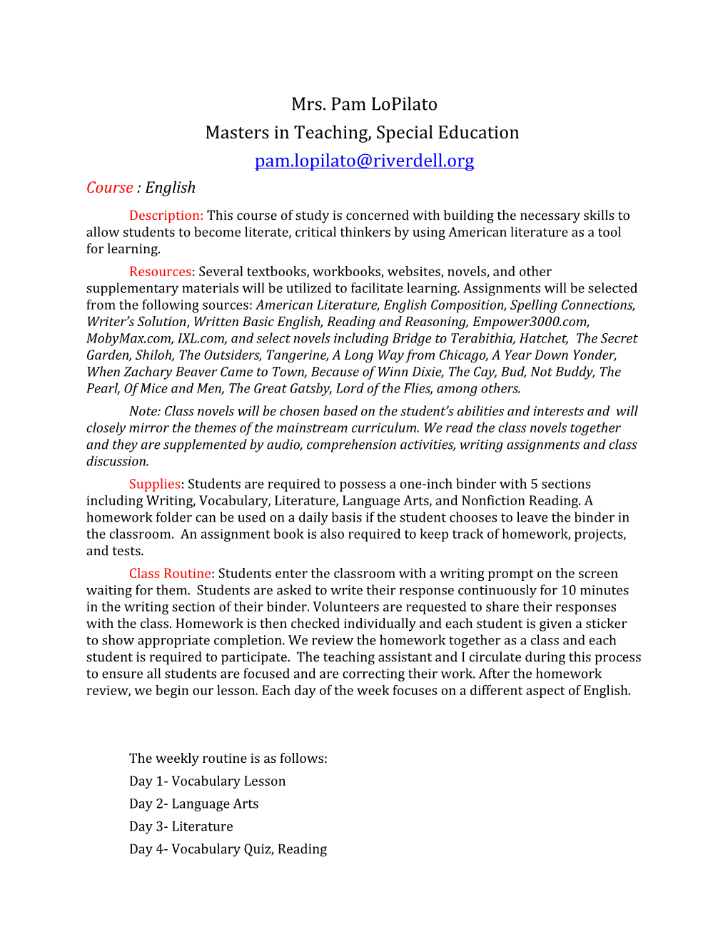 Masters in Teaching, Special Education