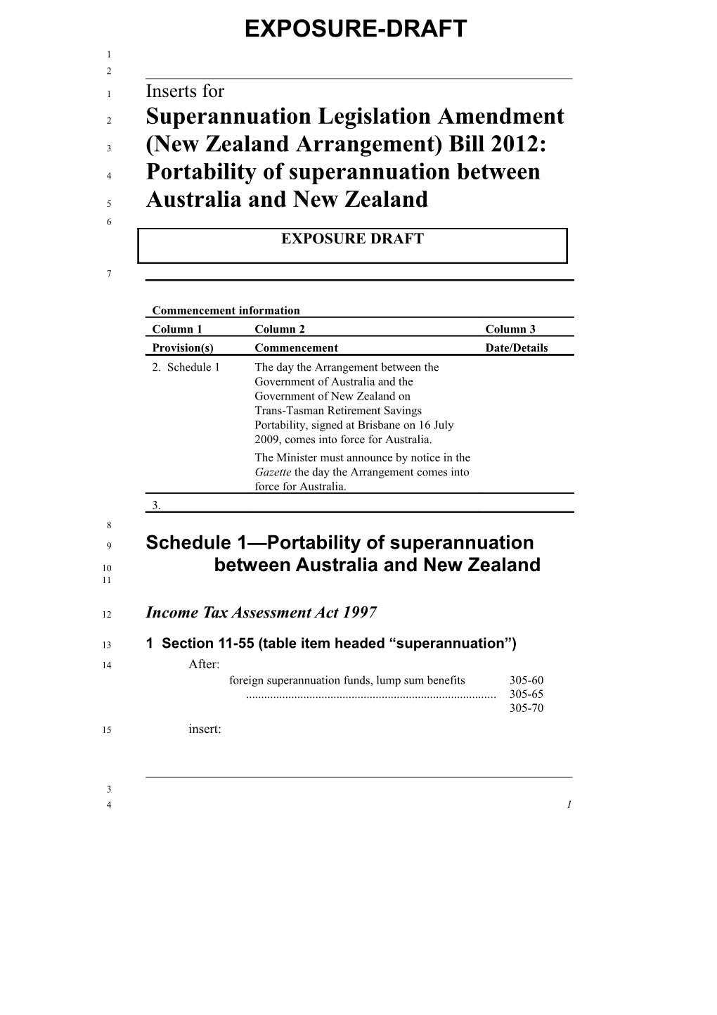 Schedule1 Portability of Superannuation Between Australia and New Zealand