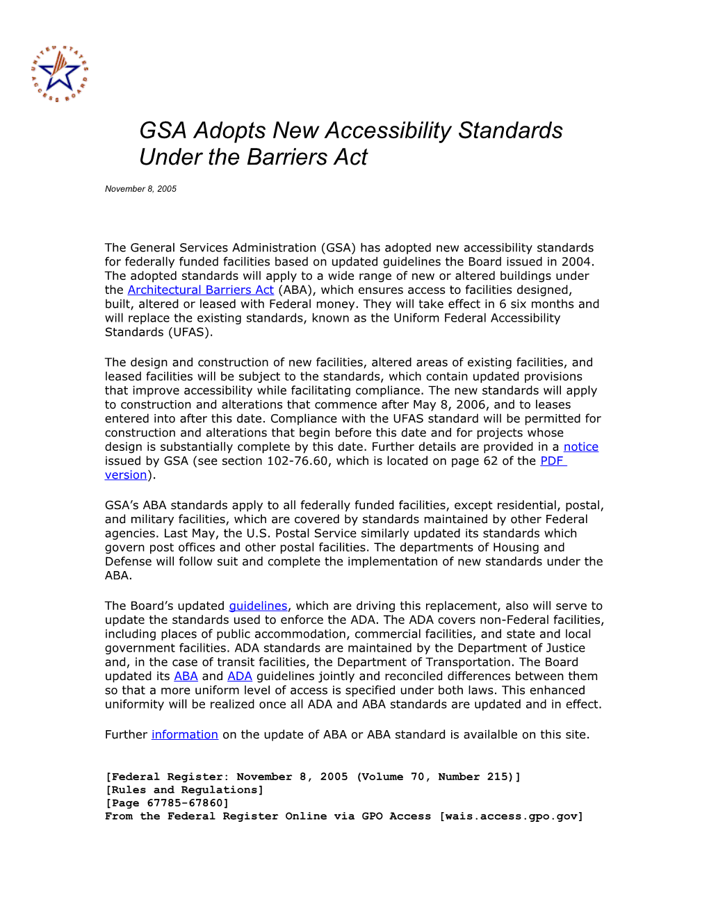 GSA Adopts New Accessibility Standards Under the Barriers Act