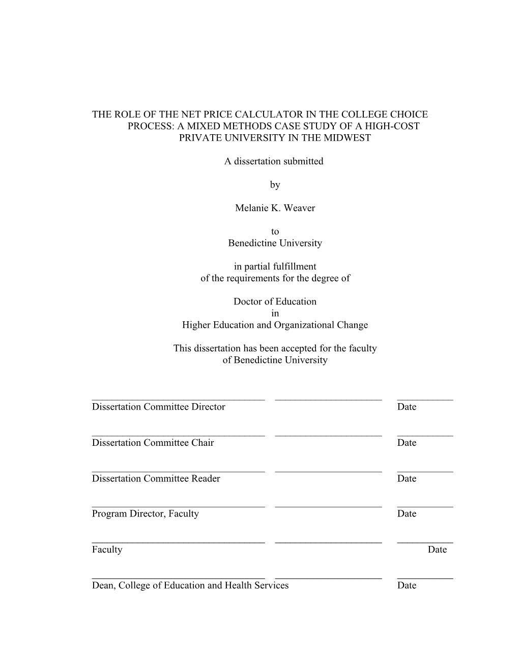 The Role of the Net Price Calculator in the College Choice