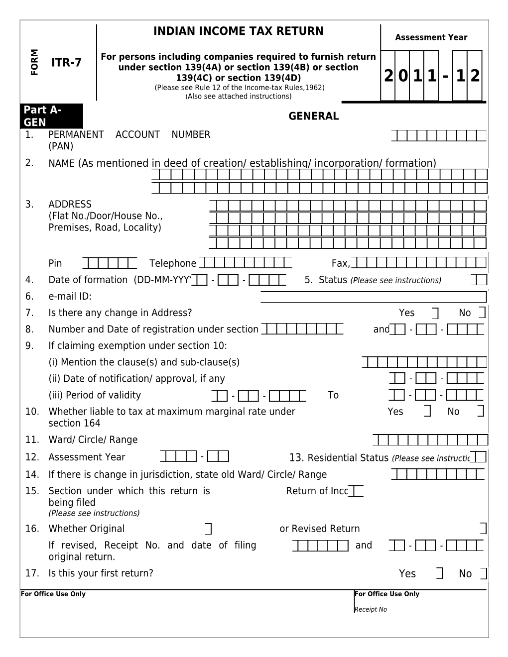 (A) Computation of Total Income