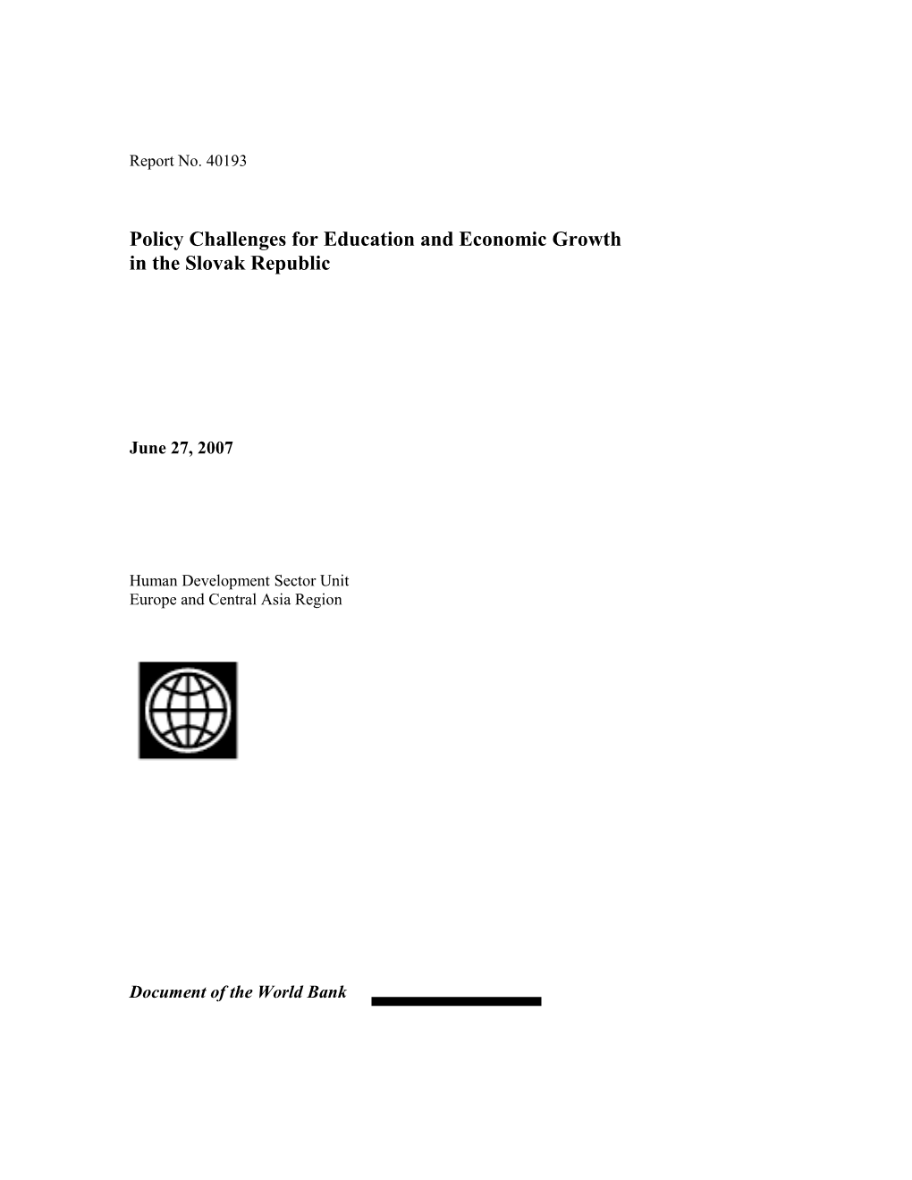 Policy Challenges for Education and Economic Growth