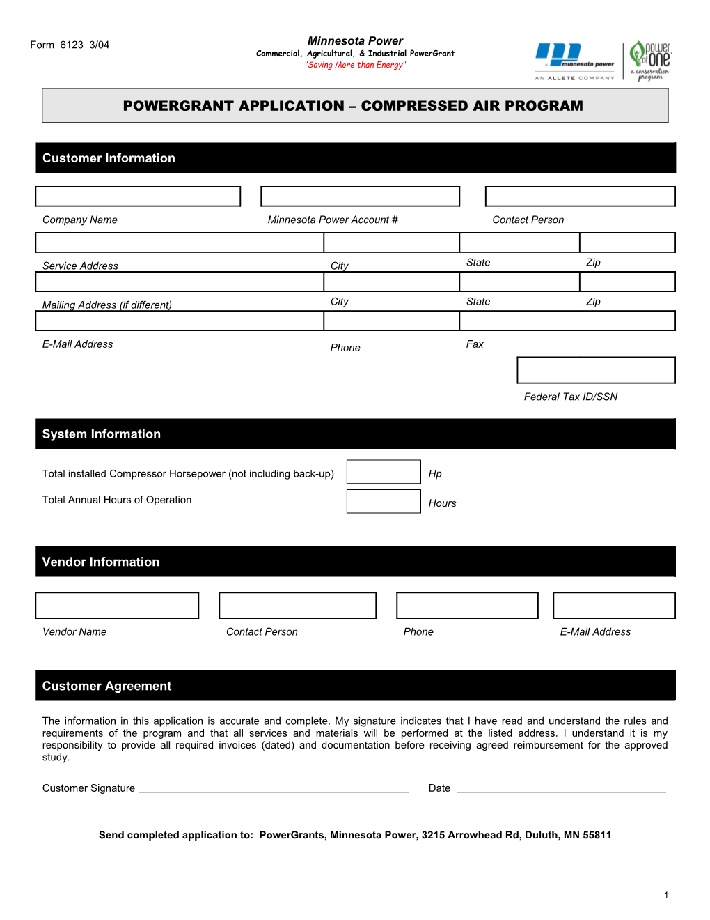 Powergrant Application Compressed Air Program