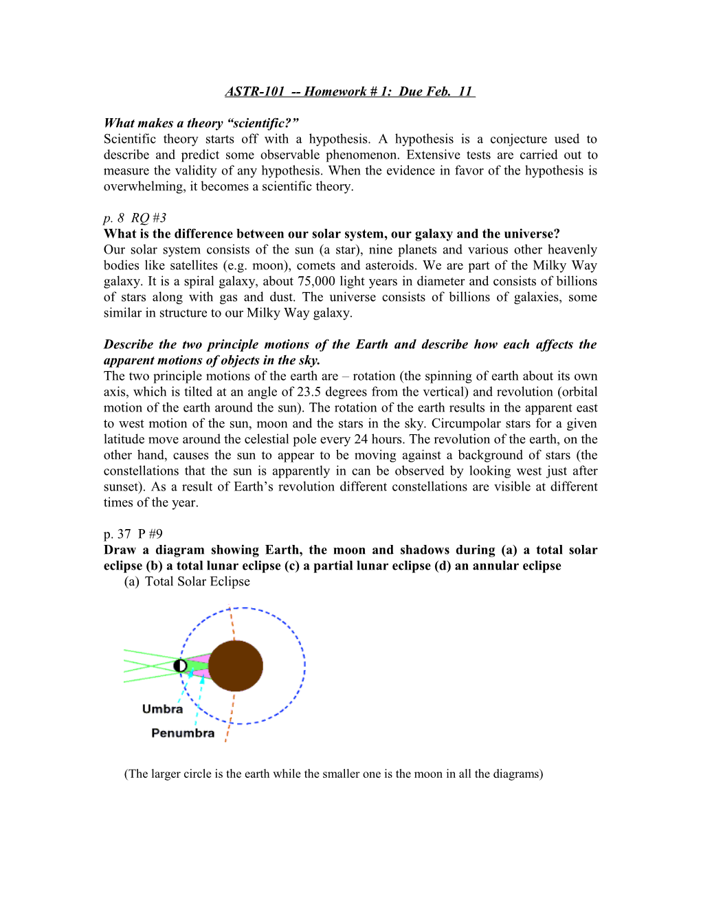 Homework # 1: Due Feb