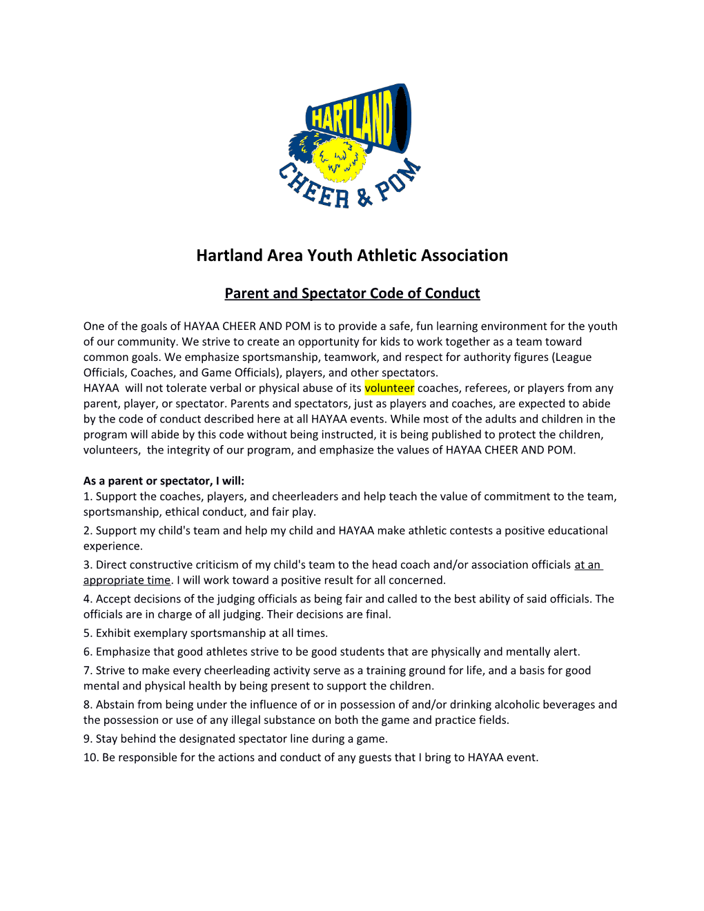 Hartland Area Youth Athletic Association