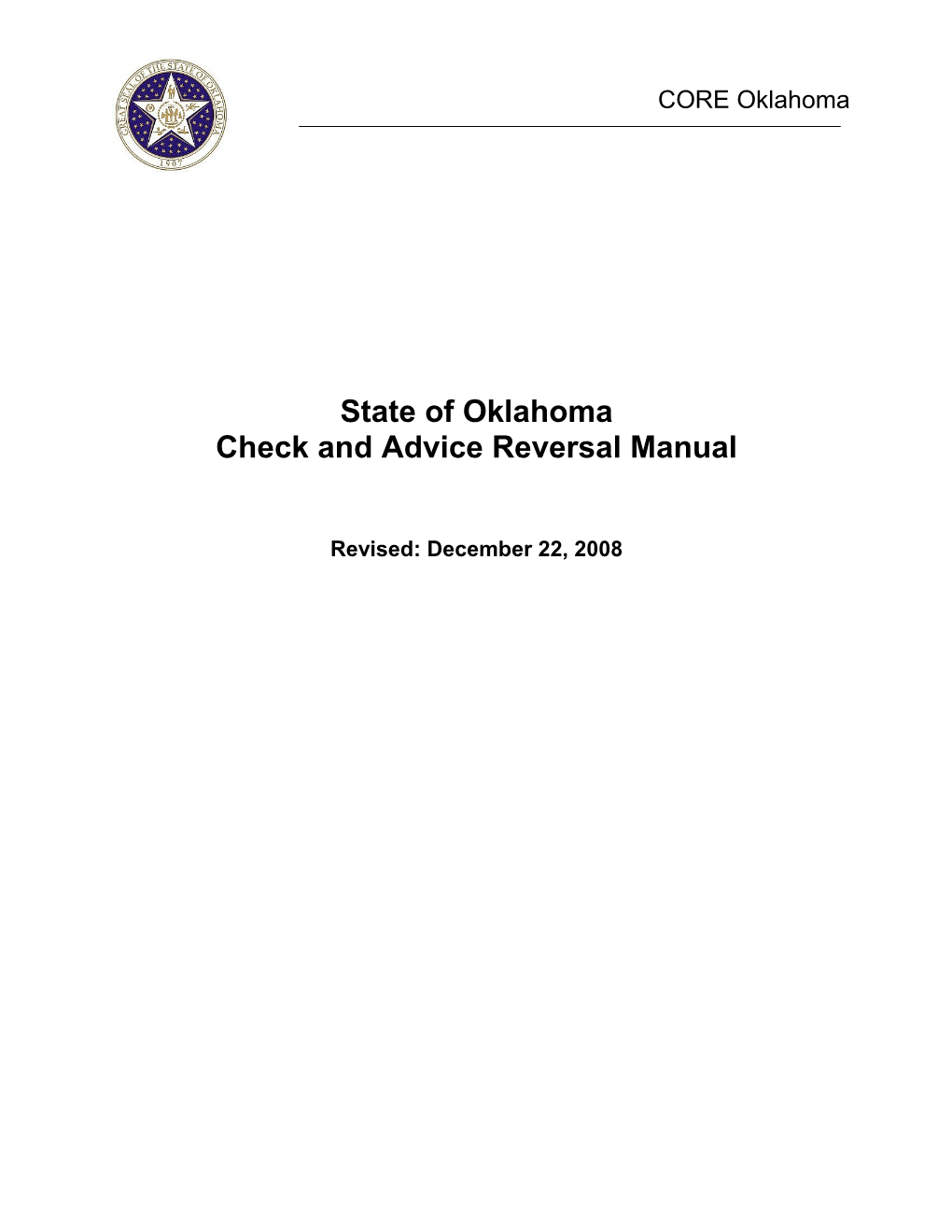 Check and Advice Reversal Manual