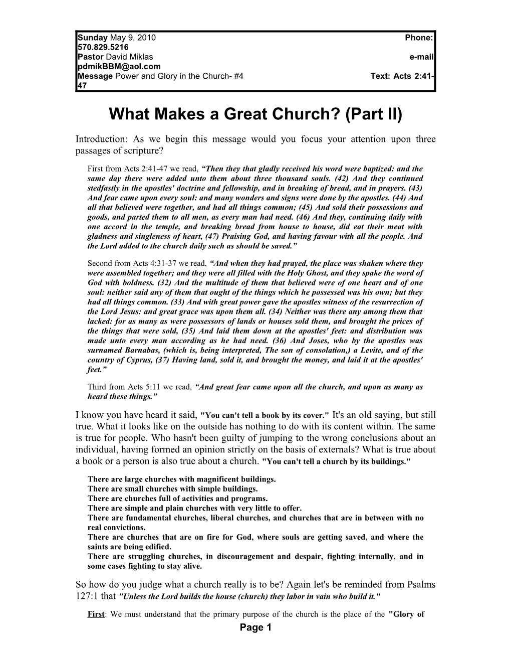 What Makes a Great Church ( Part II )