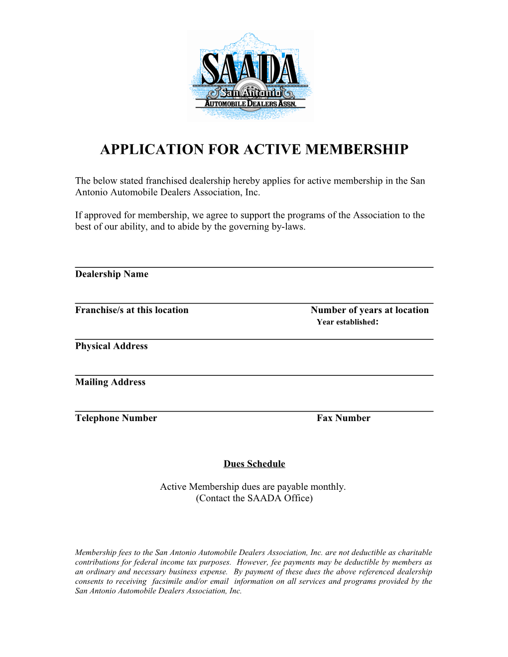 Application for Active Membership