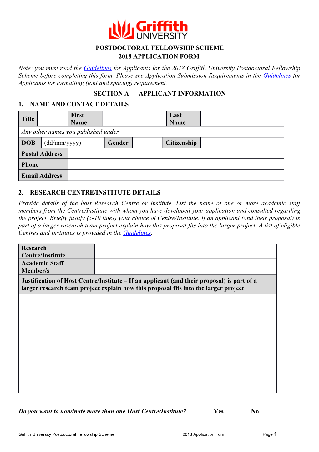 Postdoctoral Fellowship Scheme