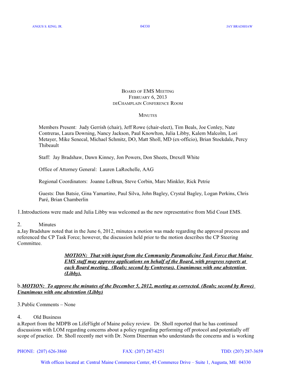 Board of EMS Minutes