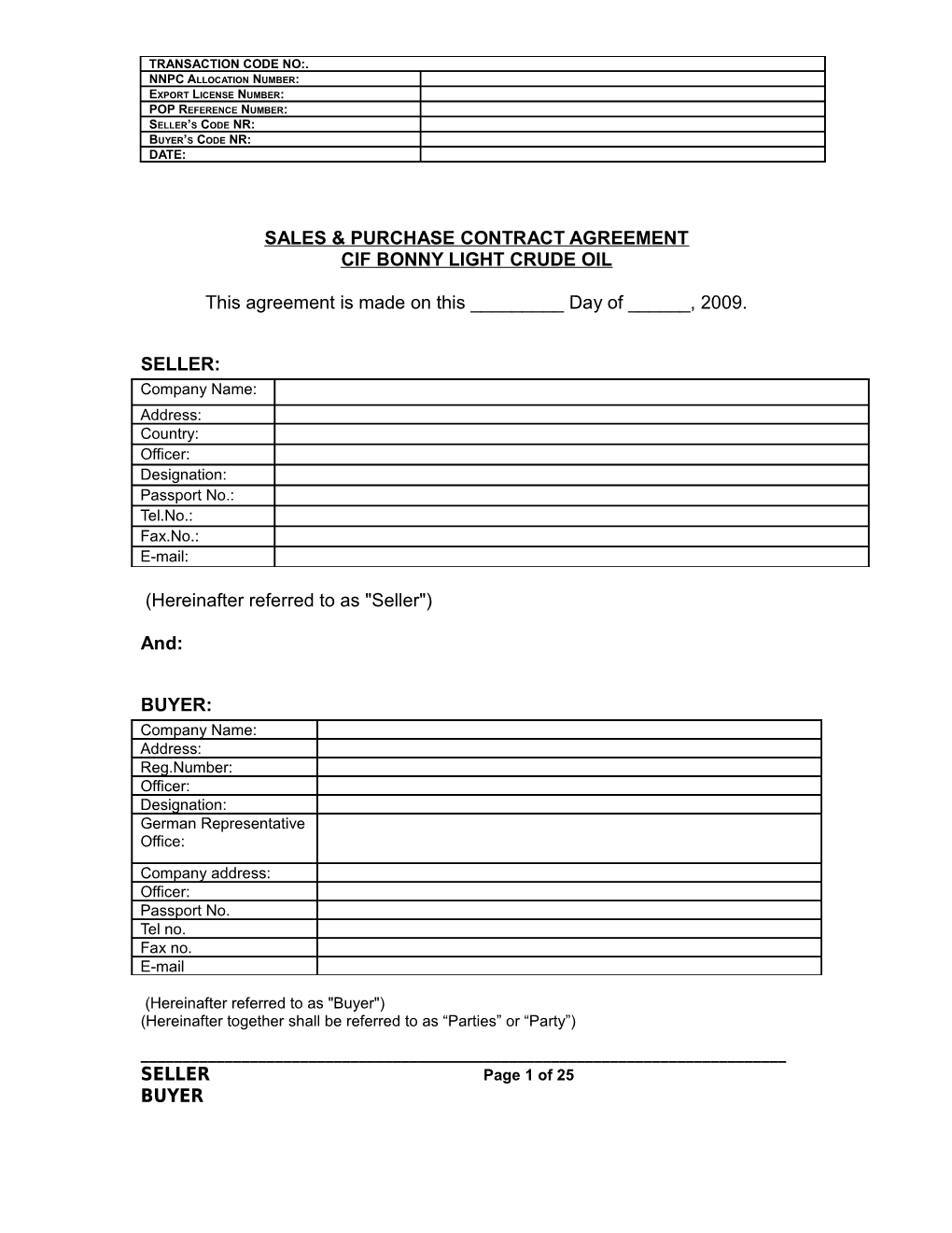 Sales & Purchase Contract Agreement