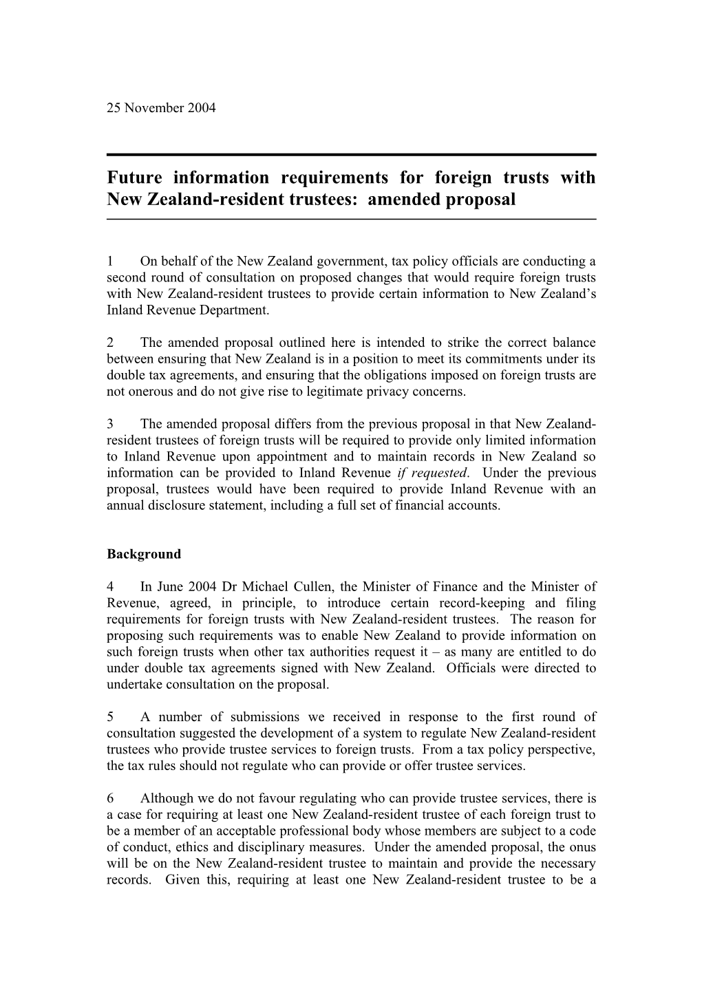 Foreign Trusts: Alternative Proposal for Consideration