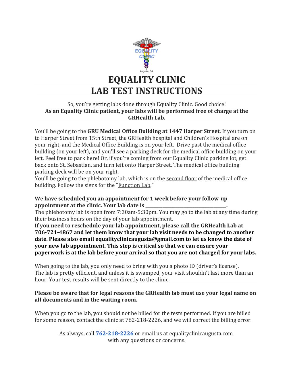 Lab Test Instructions