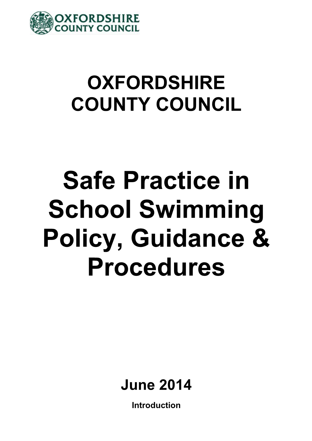 Oxfordshire County Council Health and Safety Policies and Procedures