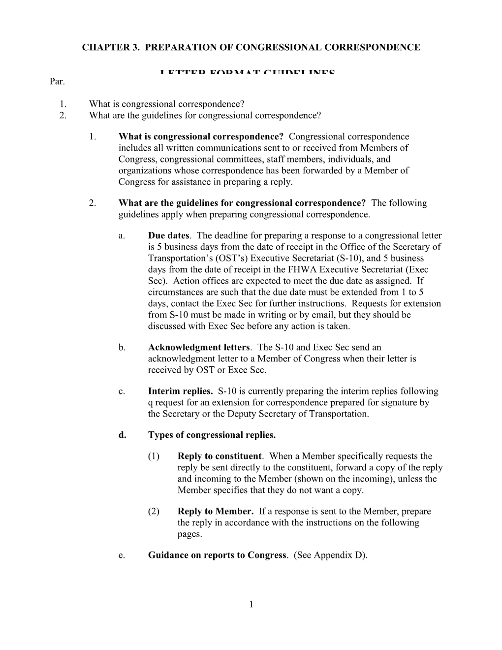 Chapter 3. Preparation of Congressional Correspondence