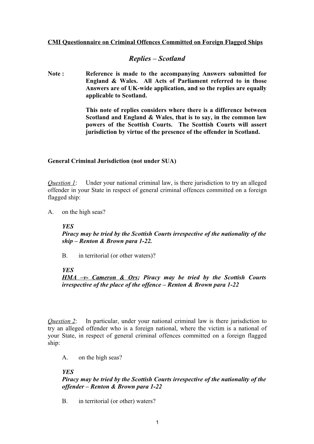 General Criminal Jurisdiction (Not Under SUA)