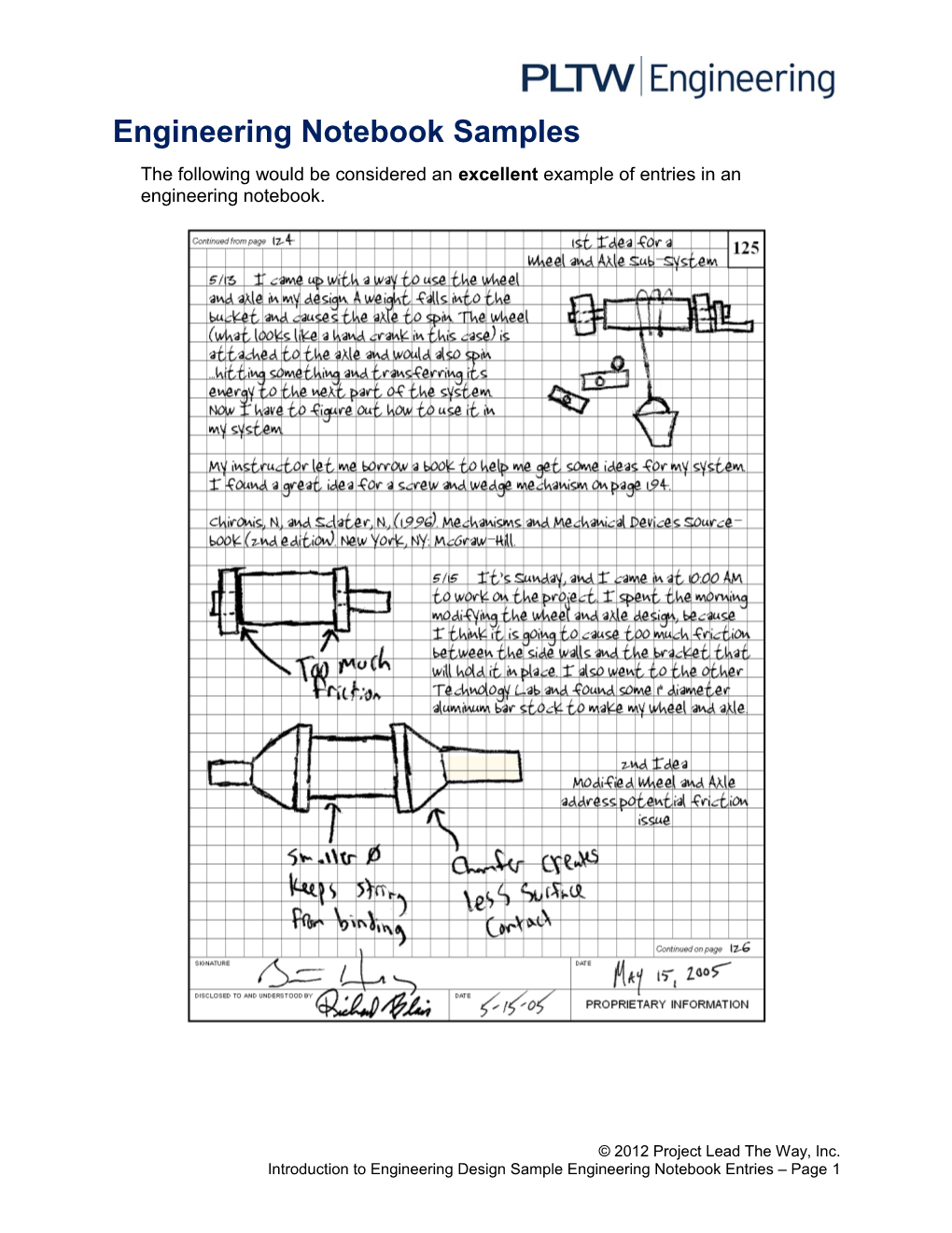 Lesson 1.3 Sample Engineeing Notebook Entries