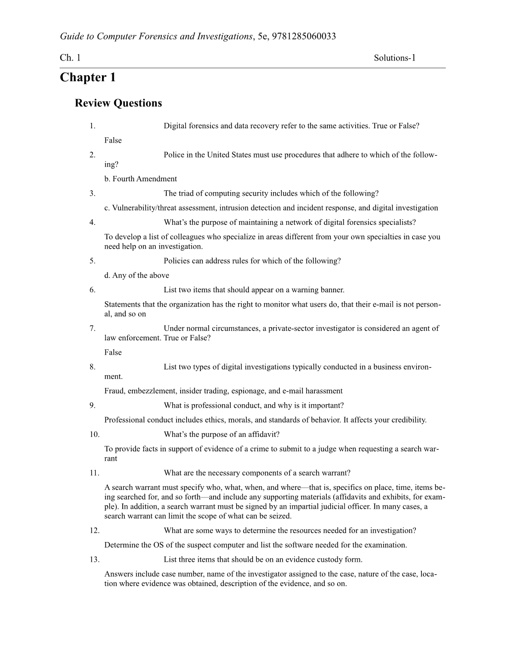 Chapter One - Review Questions Answers