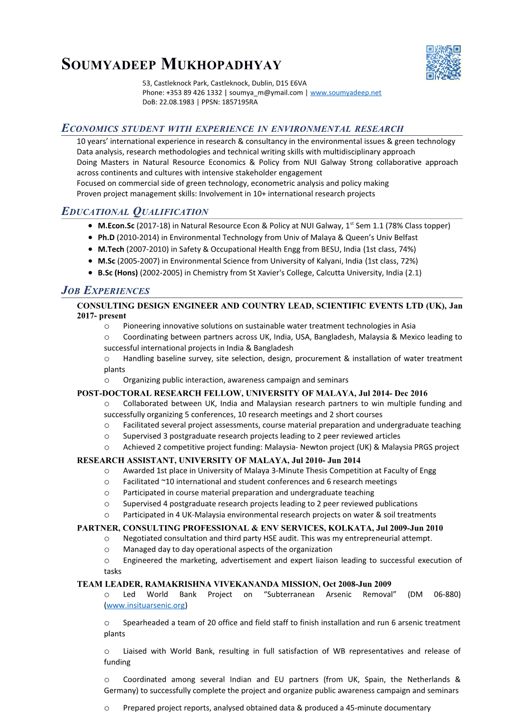 Economics Studentwith Experience in Environmentalresearch