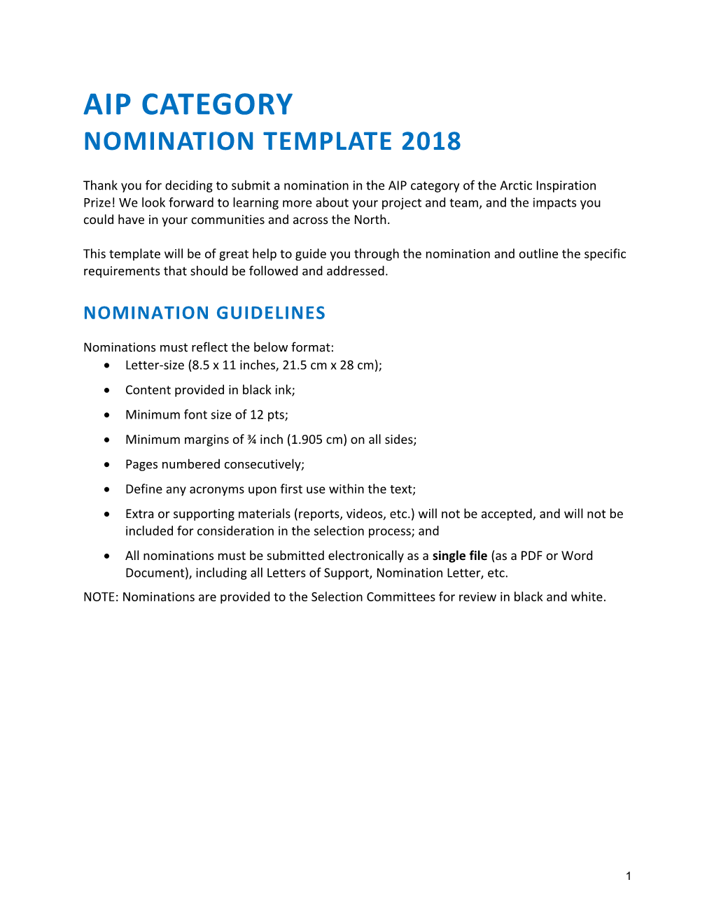 Nomination Template 2018