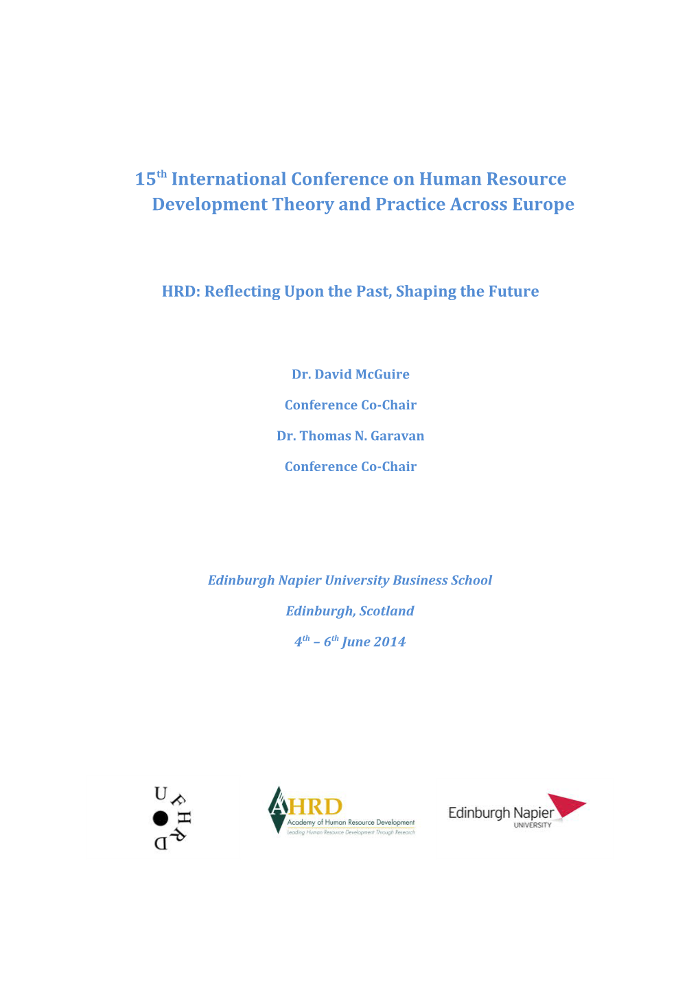 15Th International Conference on Human Resource Development Theory and Practice Across Europe