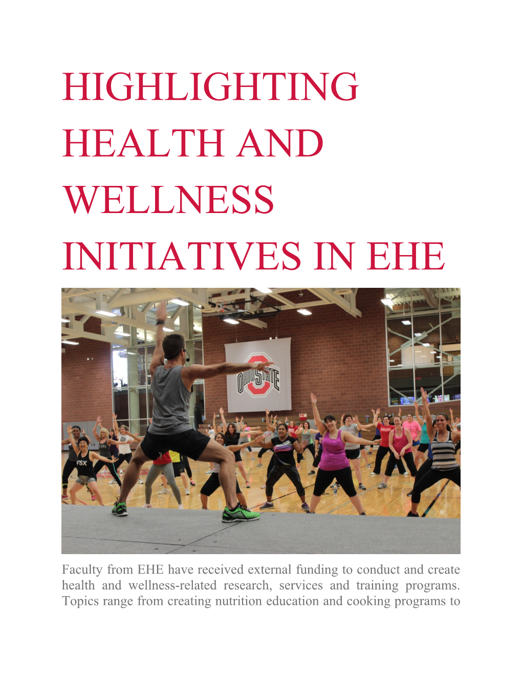 Highlighting Health and Wellness Initiatives in EHE