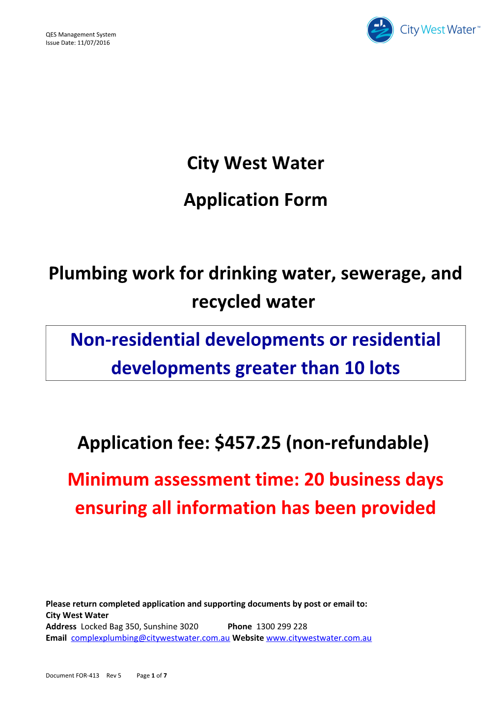 Plumbing Work for Drinking Water, Sewerage, and Recycled Water