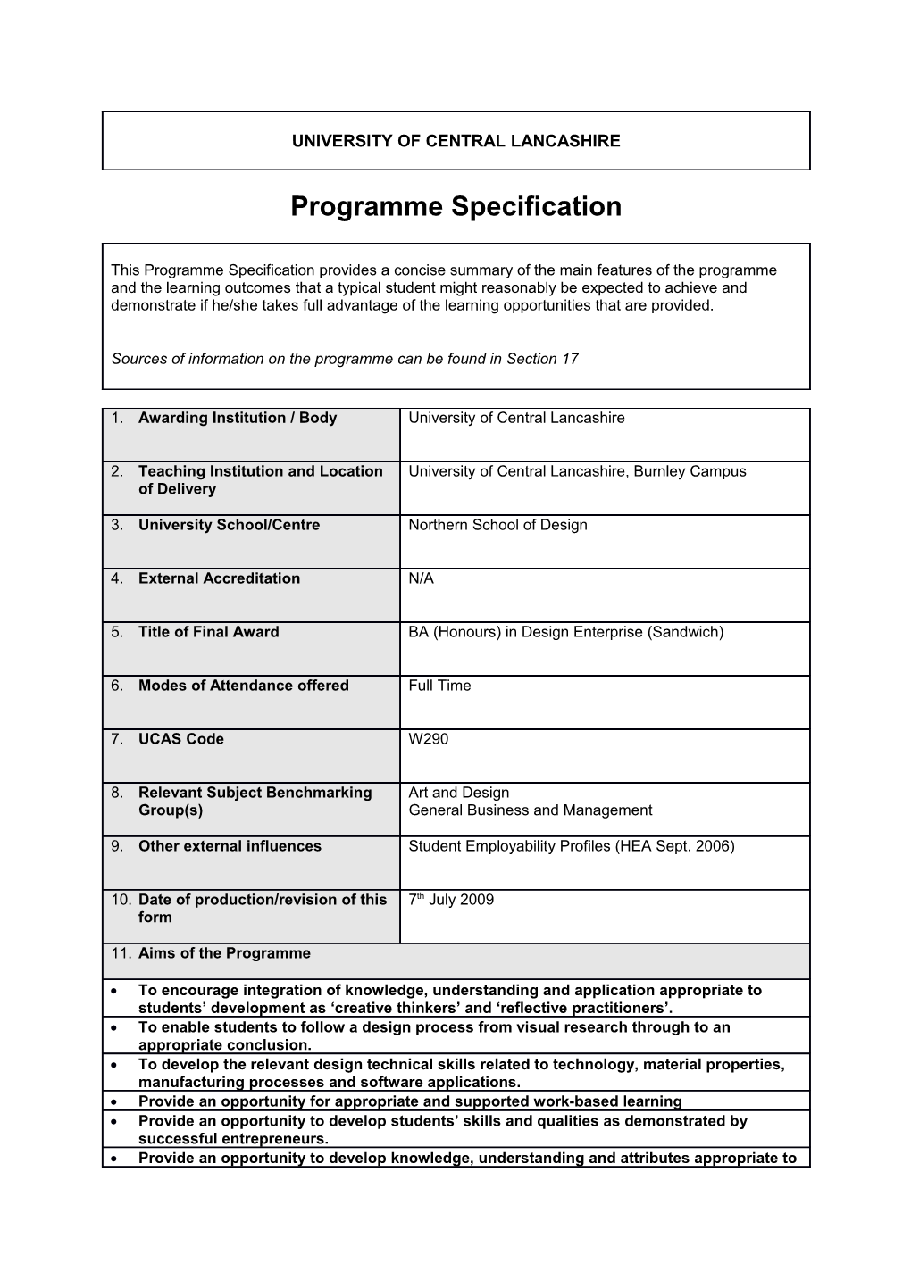 BA (Hons) Design Enterprise (Sept 2009)