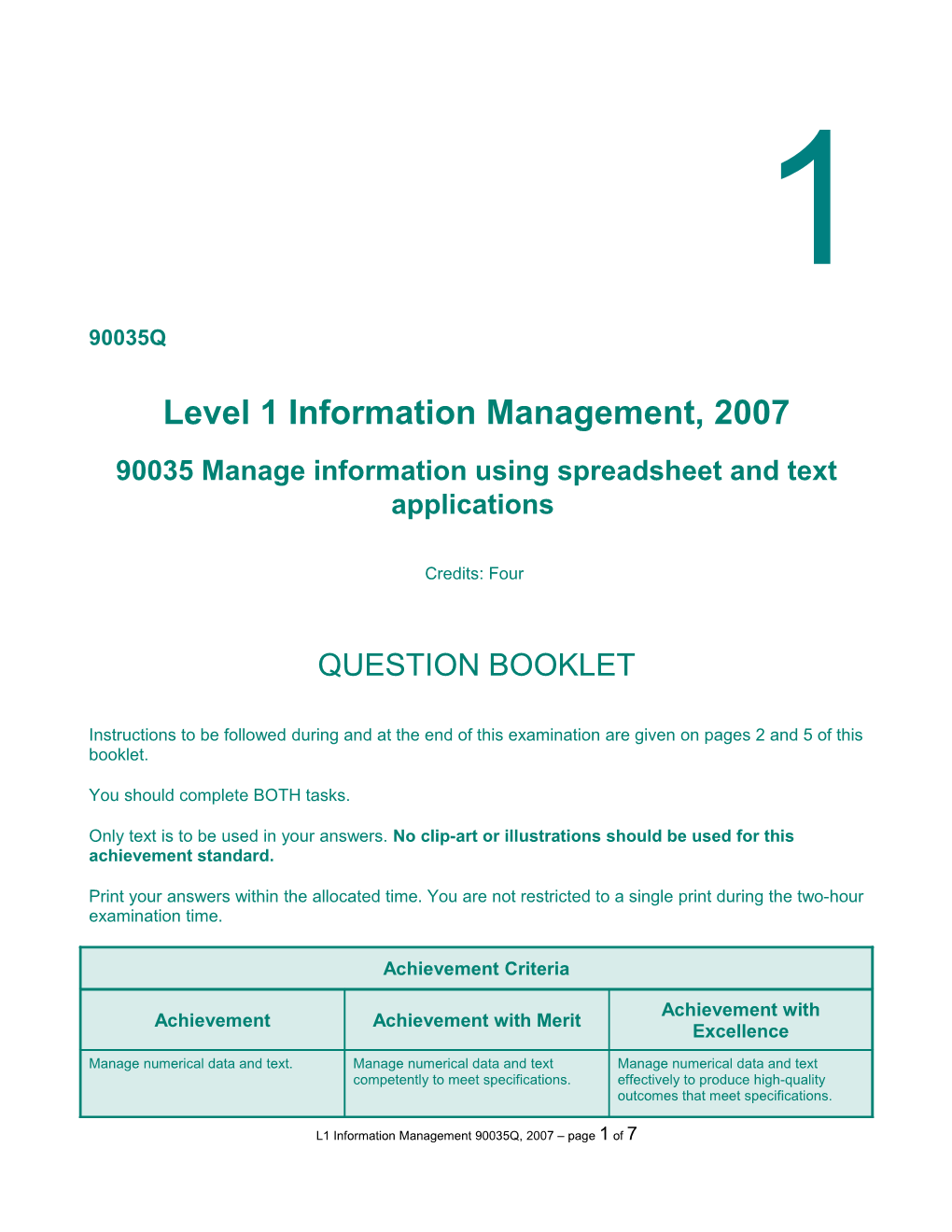 90035 Manage Information Using Spreadsheet and Text Applications