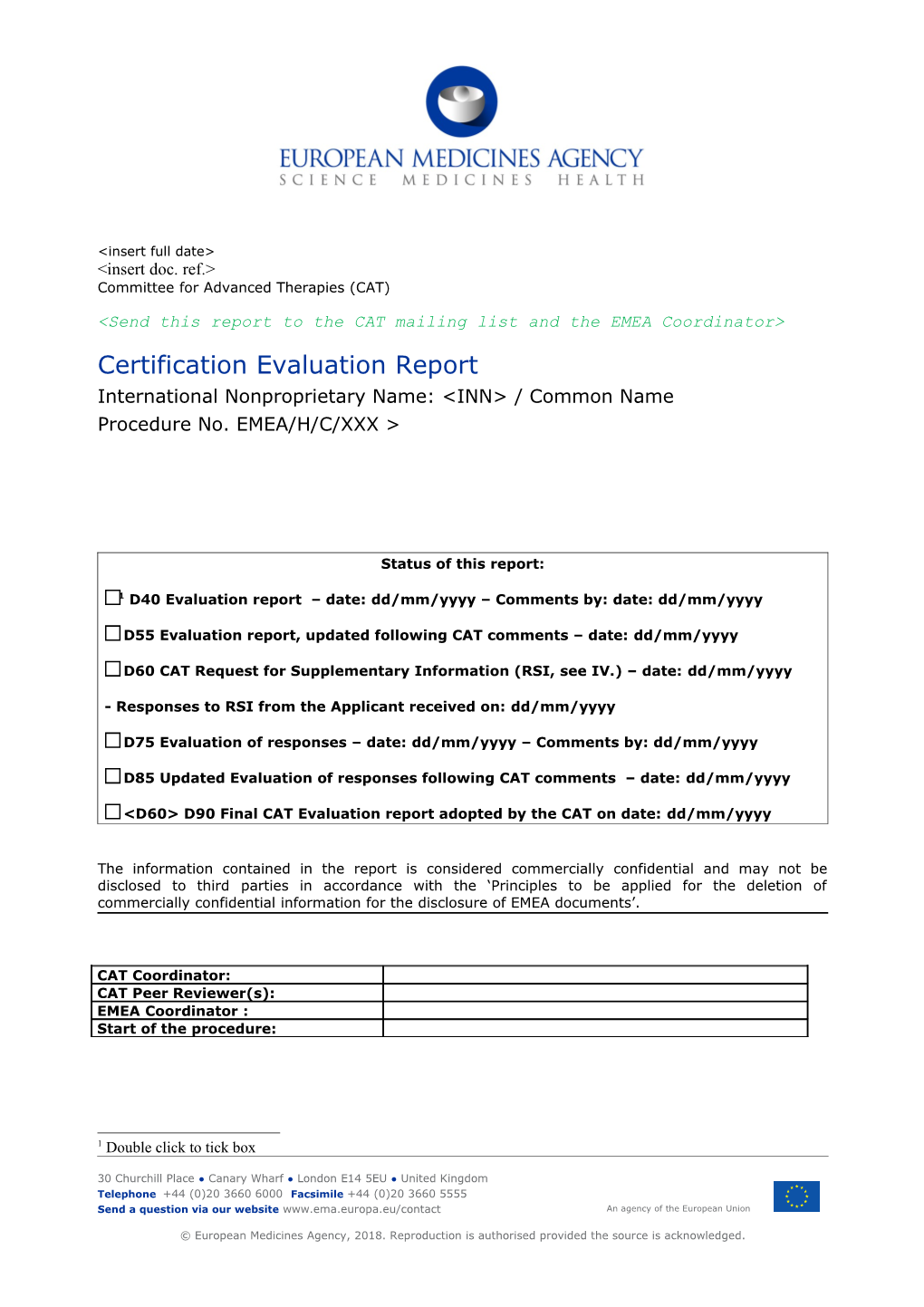 Template 5 Certification Evaluation Report