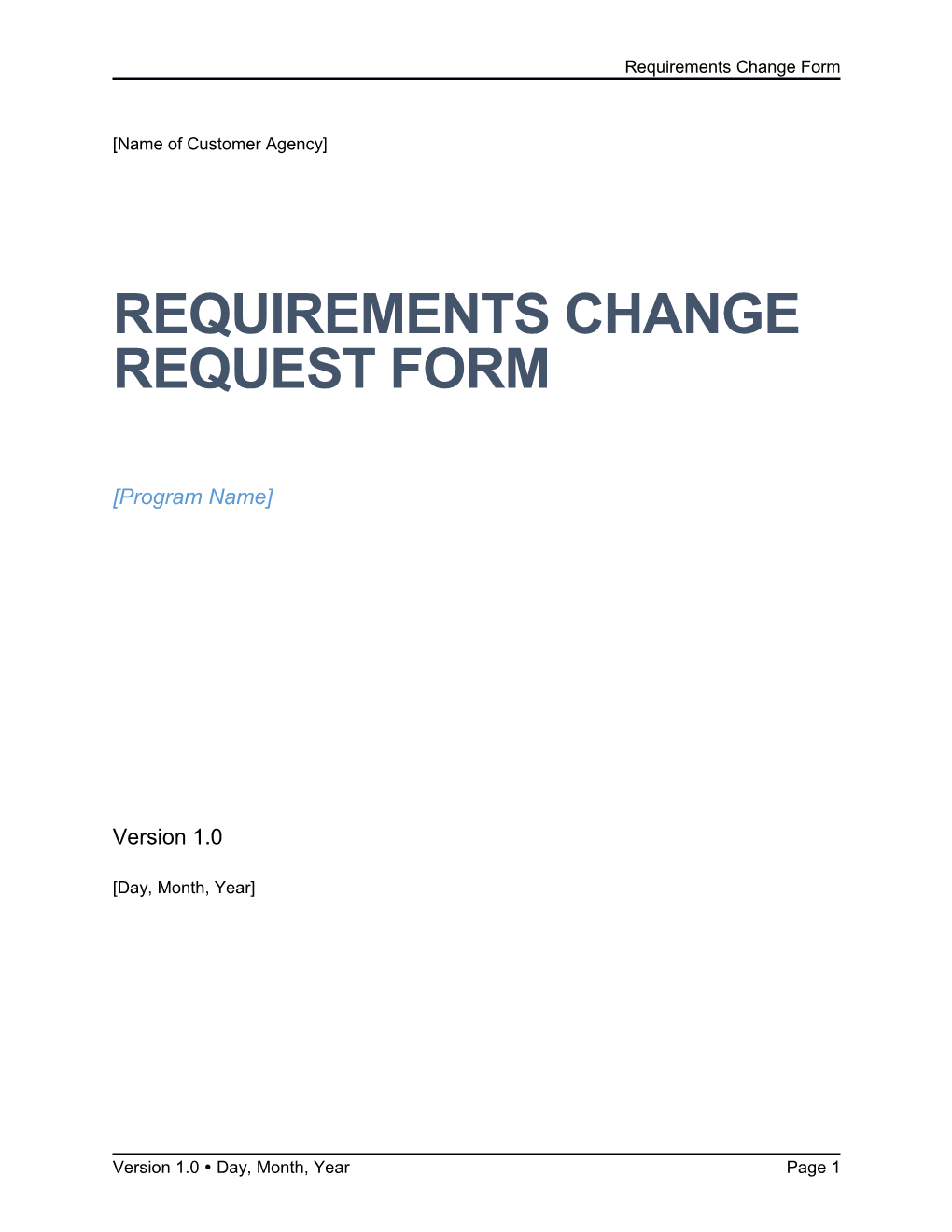 Requirements Change Form