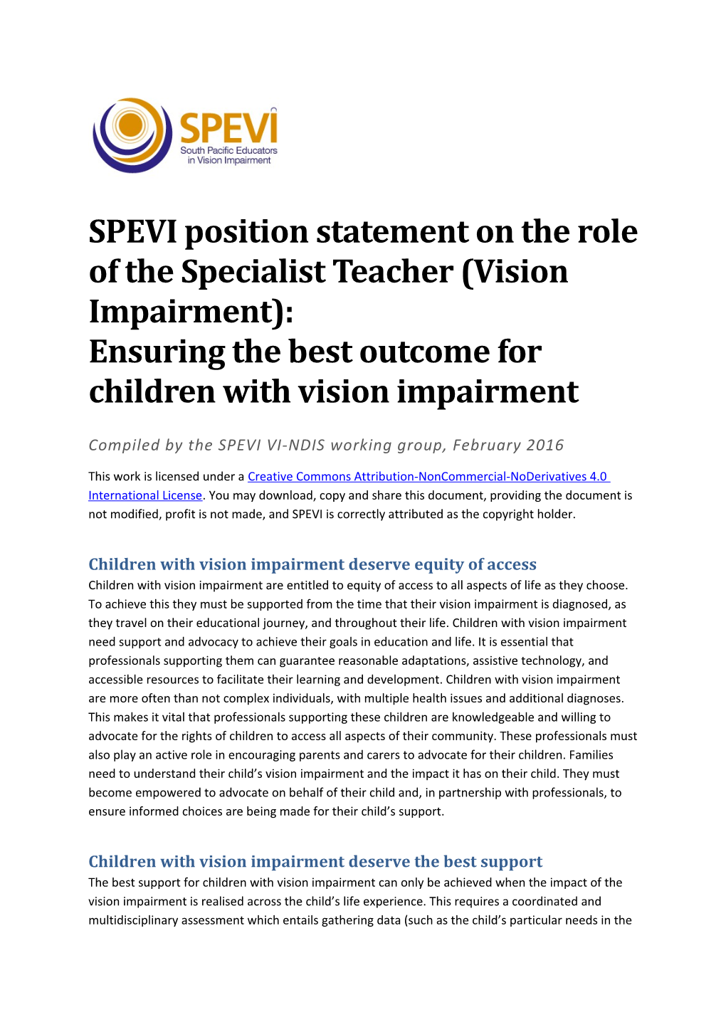 Children with Vision Impairment Deserve Equity of Access