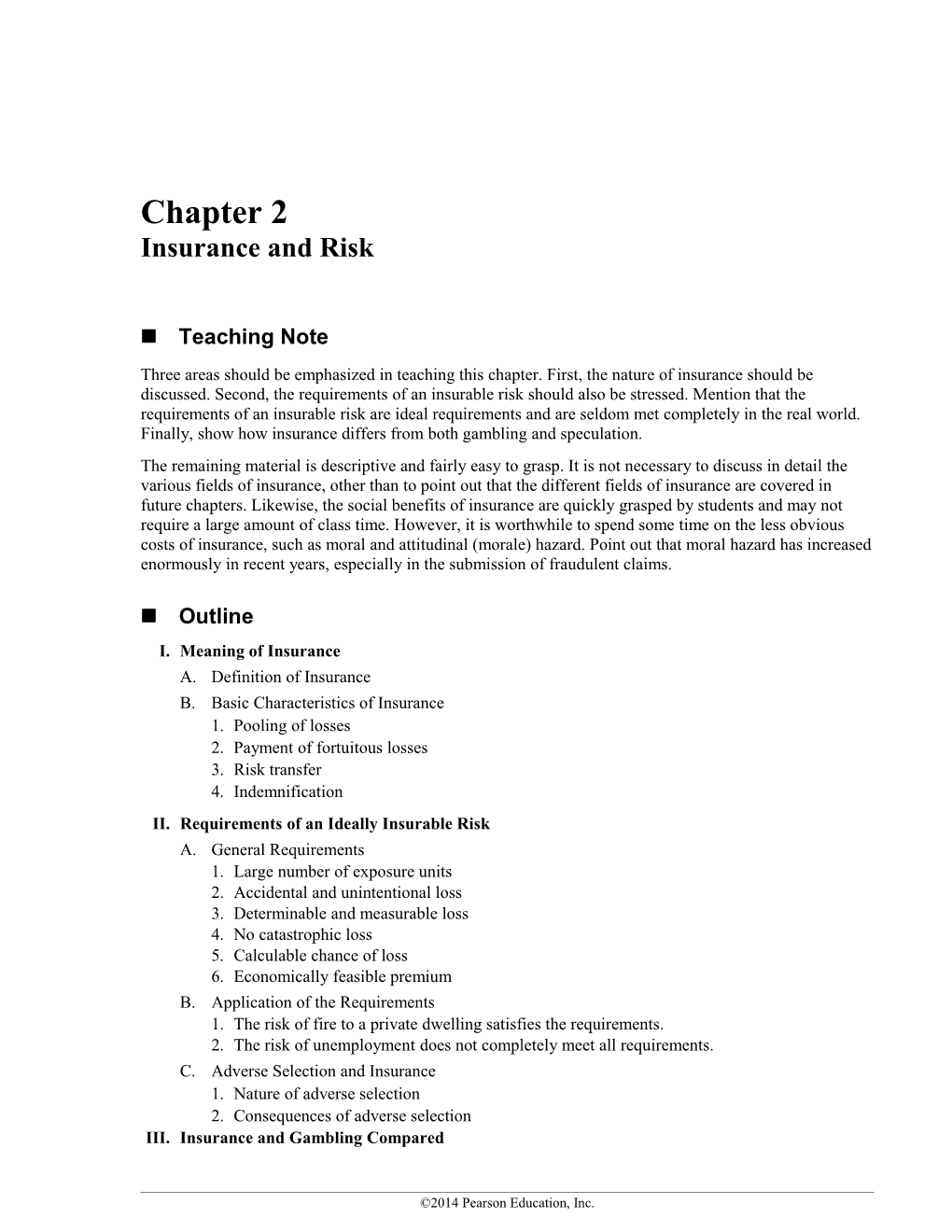 Chapter 2 Insurance and Risk