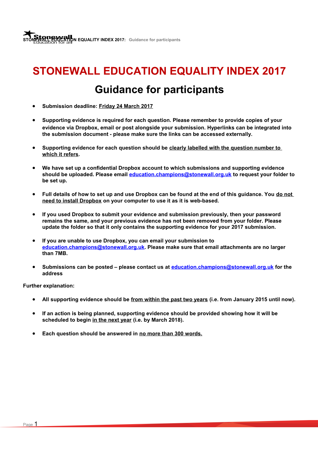 Stonewall Education Equality Index 2017