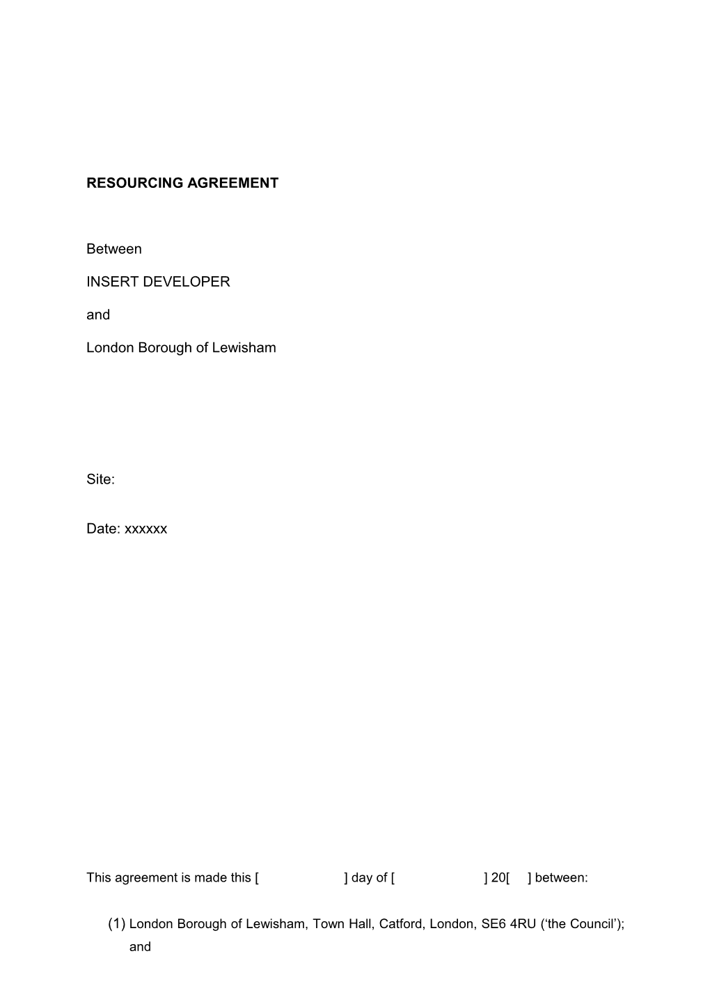 Resourcing Agreement