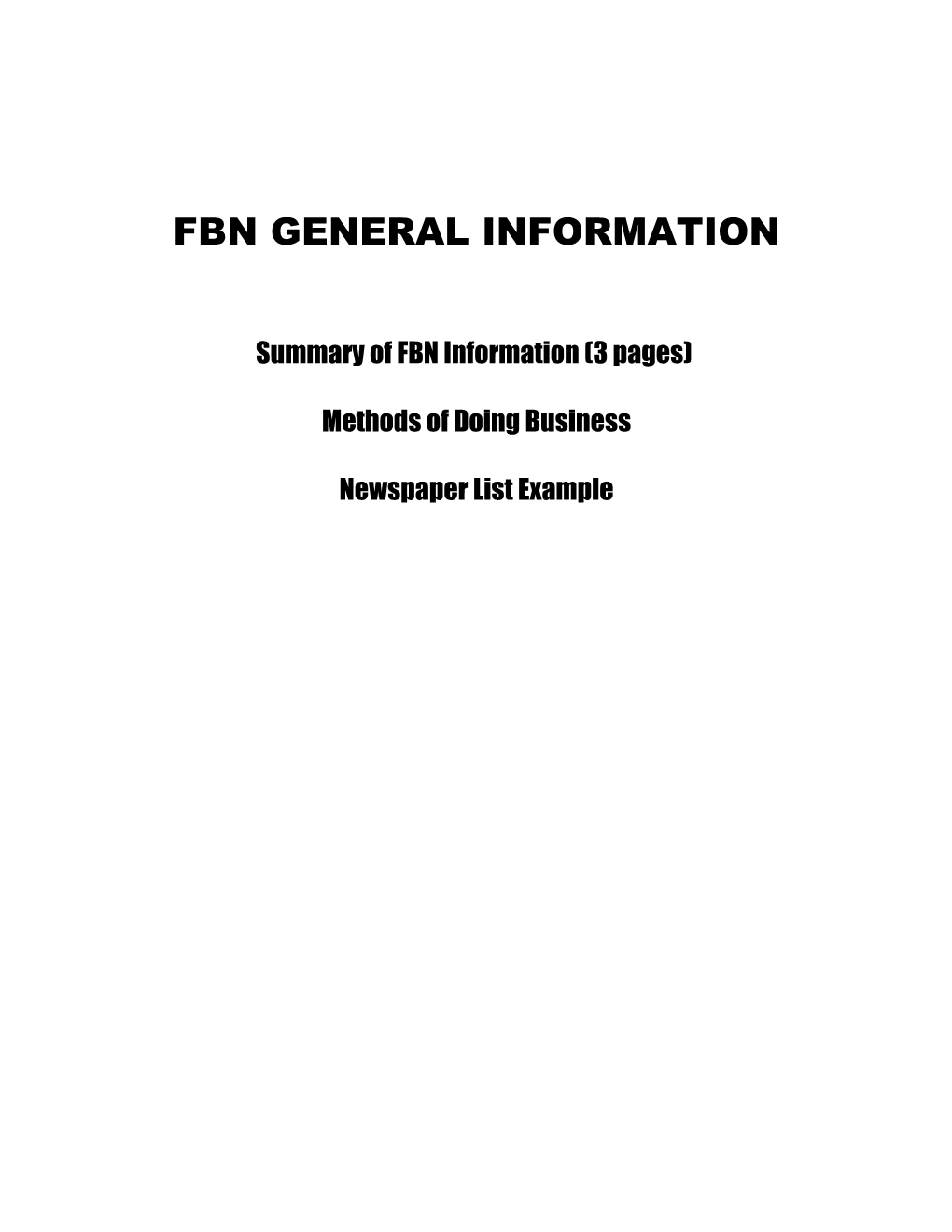 Fbn General Information