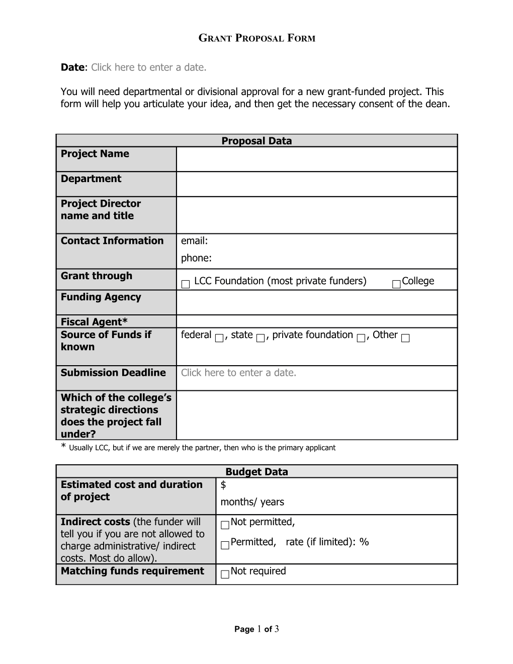 Grant Proposal Form