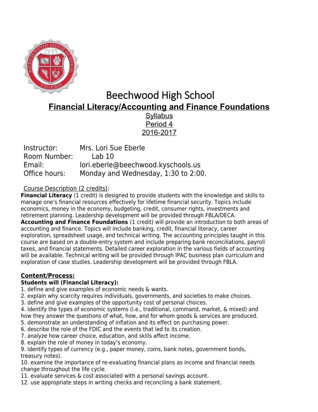 Financial Literacy/Accounting and Finance Foundations