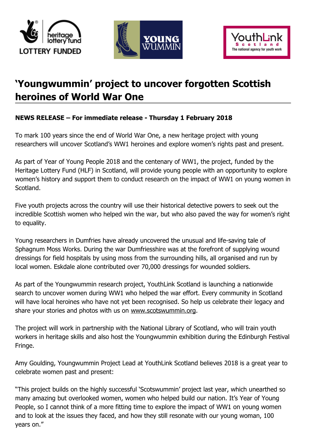 Youngwummin Project to Uncover Forgotten Scottish Heroines of World War One