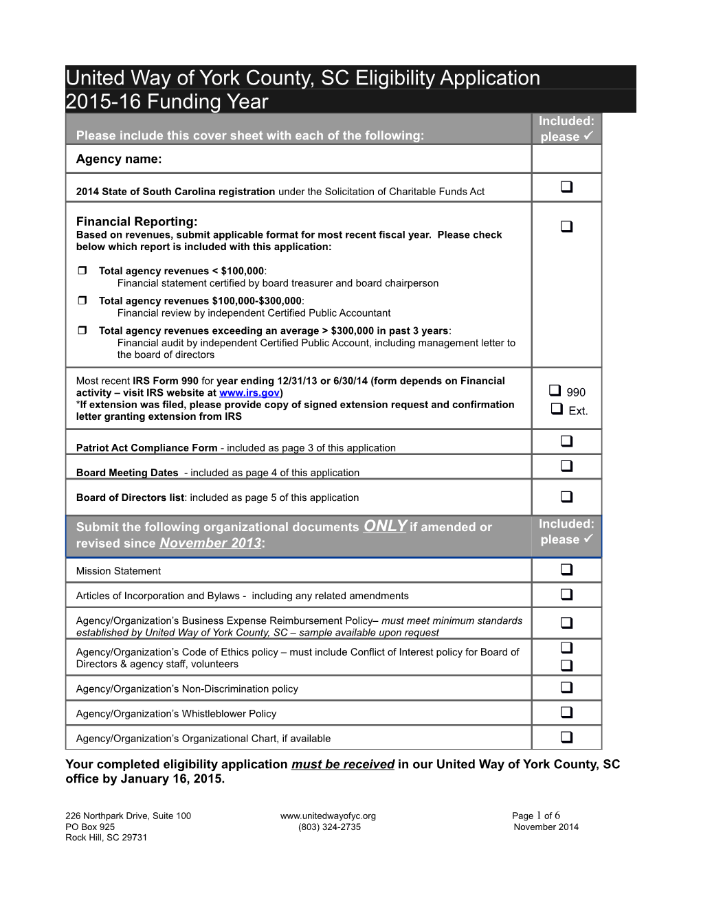 Please Include This Sheet with Copies of Each of the Following