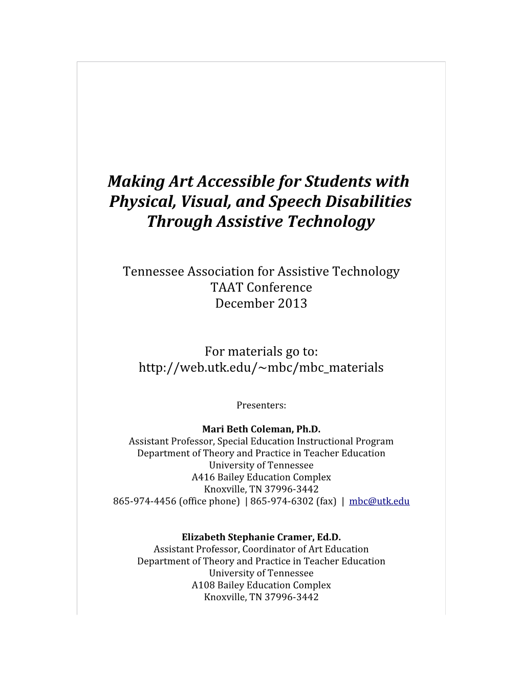 Making Art Accessible for Students With