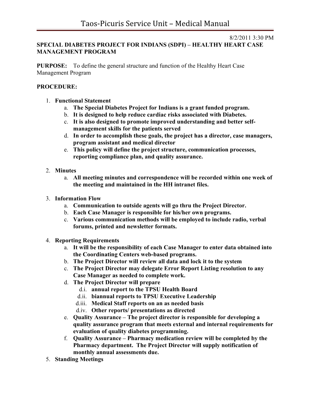 Taos-Picuris Service Unit Medical Manual