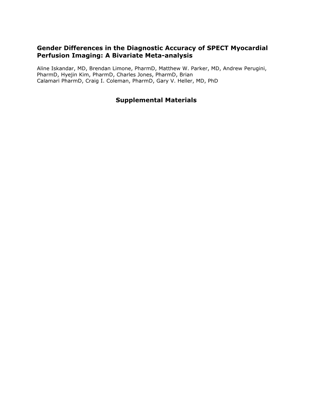 Gender Differences in the Diagnostic Accuracy of SPECT Myocardial Perfusion Imaging: A