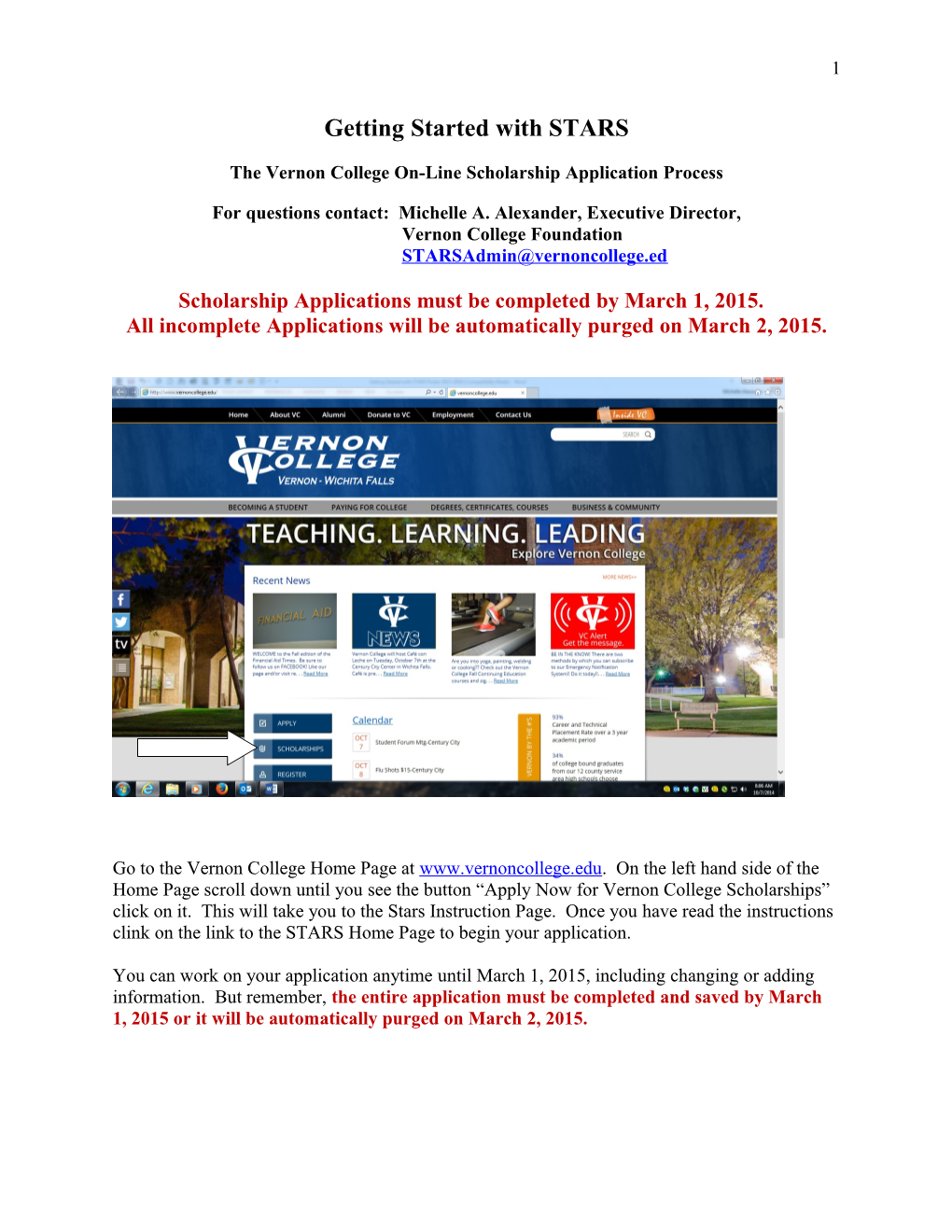 The Vernon College On-Line Scholarship Application Process