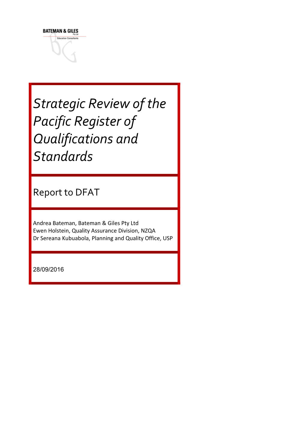 Strategic Review of the Pacific Register of Qualifications and Standards (PRQS)