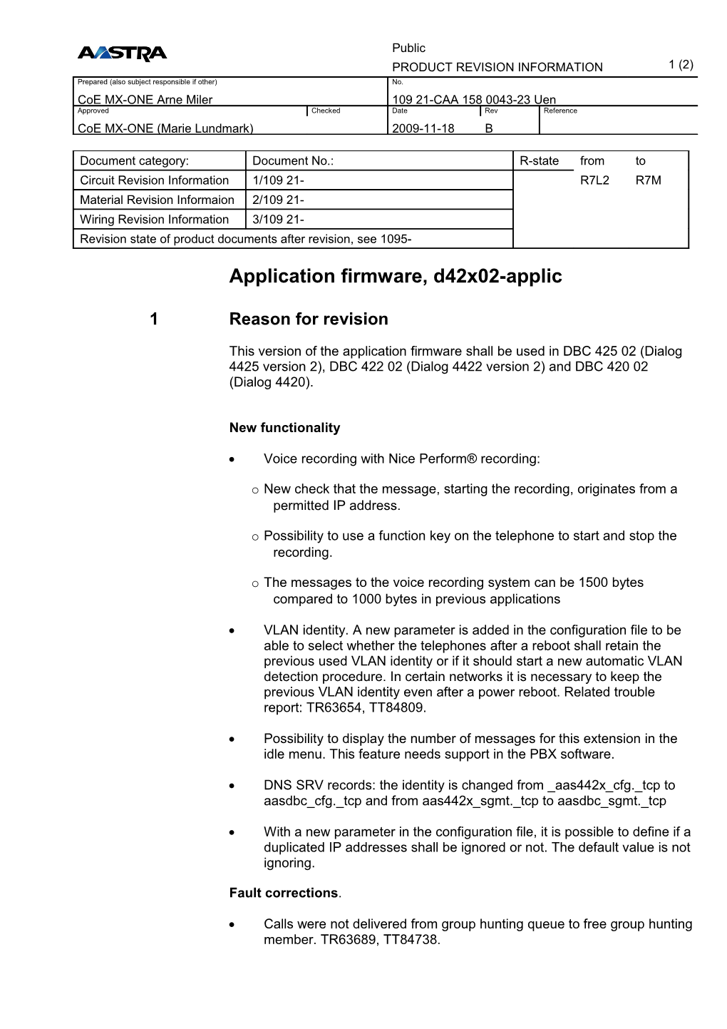 Application Firmware, D42x02-Applic